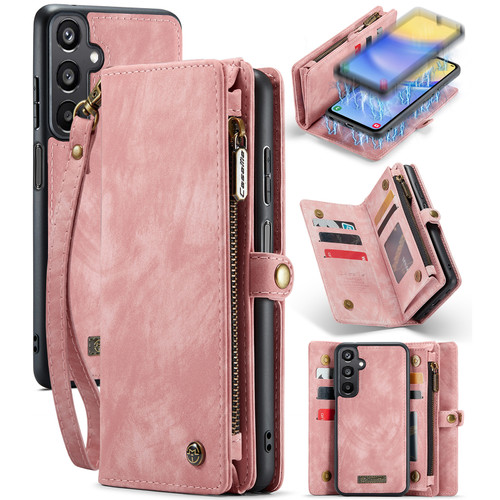 Samsung Galaxy A15 5G CaseMe 008 Multifunctional Zipper Wallet Leather Phone Case with Lanyard - Pink